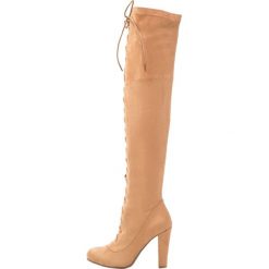 Anna Field Kozaki na obcasie beige. Brązowe buty zimowe damskie Anna Field, z materiału, na obcasie. W wyprzedaży za 146,30 zł.