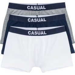 Bokserki (3 pary) bonprix biały + ciemnoniebieski + szary melanż. Białe bokserki męskie bonprix, melanż. Za 38,97 zł.