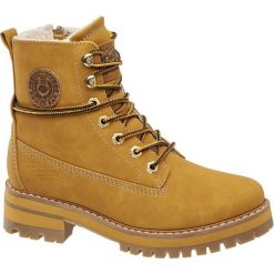 Trapery damskie Dockers brązowe. Pomarańczowe trapery damskie DOCKERS, z materiału, bez obcasa, na obcasie, na sznurówki. Za 239,90 zł.