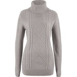 Sweter z golfem bonprix jasnoszary melanż. Szare swetry damskie bonprix, bez wzorów, bez rękawów. Za 74,99 zł.