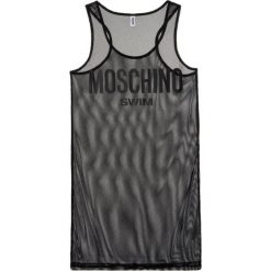 Sukienka plażowa Moschino Underwear & Swim A3914 2127. Czarne sukienki damskie Moschino Underwear & Swim, na plażę, xs, bez wzorów, z poliesteru, bez kołnierzyka, bez rękawów. W wyprzedaży za 399,00 zł.