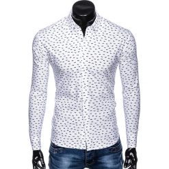 KOSZULA MĘSKA Z DŁUGIM RĘKAWEM K454 - BIAŁA. Białe koszule męskie Ombre Clothing, xxl, bez wzorów, z bawełny, bez kołnierzyka, z długim rękawem. Za 49,00 zł.
