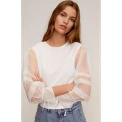 Mango - Bluzka Indigo. Czarne bluzki damskie Mango, s, bez wzorów, z bawełny, eleganckie, z okrągłym kołnierzem, z długim rękawem. W wyprzedaży za 79,90 zł.