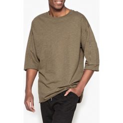 Bluza oversize z okrągłym dekoltem. Brązowe bluzy męskie rozpinane marki La Redoute Collections, l, z bawełny, z długim rękawem, długie. Za 88,16 zł.