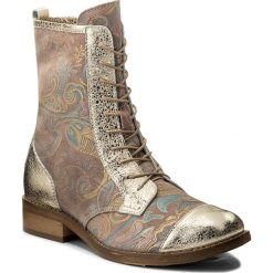 Buty zimowe damskie: Botki ROBERTO – 203/1 Róż Puder Orient/Złoto Lustro