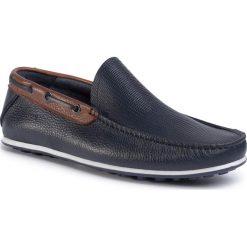Mokasyny GOE - FF1N3051 Navy/Cognac. Niebieskie mokasyny męskie GOE, na co dzień, bez wzorów, ze skóry, eleganckie, bez zapięcia. Za 369,00 zł.