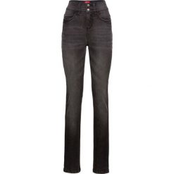 Dżinsy "komfort-stretch", z wysoką talią SLIM bonprix czarny. Czarne jeansy damskie bonprix, z jeansu. Za 89,99 zł.