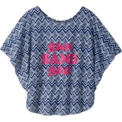 Shirt plażowy bonprix kobaltowo-biały. Niebieskie bluzki dziewczęce bonprix, bez wzorów, bez kołnierzyka, bez rękawów, bez kaptura. Za 34,99 zł.