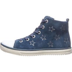 Skórzane sneakersy w kolorze niebieskim. Niebieskie trampki dziewczęce Lurchi, bez wzorów, na sznurówki. W wyprzedaży za 172,95 zł.