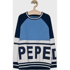 Pepe Jeans - Bluza dziecięca Manu 128-180 cm. Niebieskie bluzy chłopięce Pepe Jeans, z nadrukiem, z bawełny, bez rękawów, bez kaptura. W wyprzedaży za 199,90 zł.