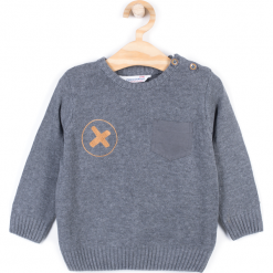 Sweter. Szare swetry chłopięce marki BOO, z bawełny. Za 24,90 zł.