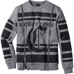 Bluza dresowa Slim Fit bonprix szary melanż z nadrukiem. Szare bluzy męskie bonprix, s, z nadrukiem, z dresówki, bez kołnierzyka, bez rękawów, bez kaptura. Za 44,99 zł.