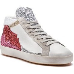 Sneakersy BRONX - 47073-M BX 1486 White/Slvr/Red 2256. Białe półbuty damskie marki Bronx, bez wzorów, ze skóry, bez obcasa, na płaskiej podeszwie, bez zapięcia. W wyprzedaży za 279,00 zł.