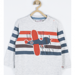 Koszulka. Szare t-shirty chłopięce FIND YOUR WINGS, z aplikacjami, z elastanu, z długim rękawem. Za 27,90 zł.