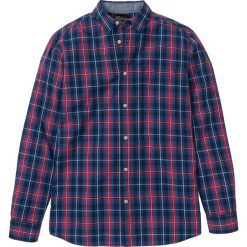 Koszula z długim rękawem w kratę bonprix ciemnoniebieski w kratę. Niebieskie koszule męskie bonprix, xl, bez wzorów, z bawełny, bez kołnierzyka, z długim rękawem. Za 69,99 zł.