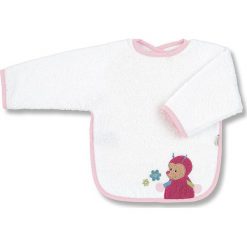 Śliniaczek "Katharina" w kolorze białym z rękawkami. Białe śliniaki marki Sterntaler, z aplikacjami, z bawełny. W wyprzedaży za 29,95 zł.
