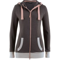 Bluzy damskie: Miękka bluza rozpinana, długi rękaw bonprix antracytowy melanż