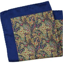 Granatowo-Żółta Elegancka Poszetka Męska -ALTIES- 34x34 cm, Wzór Orientalny POSZALTS0501. Żółte poszetki męskie Alties, bez wzorów, eleganckie. Za 27,00 zł.