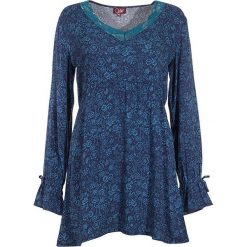 Tunika w kolorze granatowym. Niebieskie tuniki damskie Coline, xl, w koronkowe wzory, z wiskozy, bez kołnierzyka, bez rękawów. W wyprzedaży za 79,95 zł.