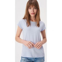 Bawełniany t-shirt basic - Niebieski. Niebieskie t-shirty damskie Sinsay, s, bez wzorów, z bawełny, bez kołnierzyka. Za 9,99 zł.
