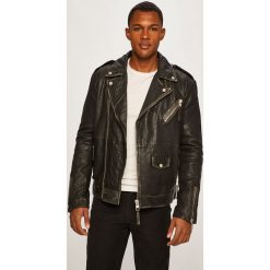 Calvin Klein Jeans - Kurtka skórzana. Czarne płaszcze męskie Calvin Klein Jeans, m, bez wzorów, z bawełny, krótkie, bez kaptura. W wyprzedaży za 1899,00 zł.