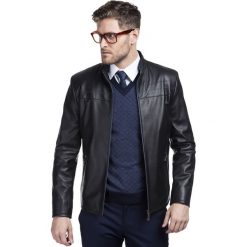 Kurtka ALBINO SKCR000006. Pomarańczowe kurtki męskie Giacomo Conti, m, bez wzorów, ze skóry, bez kaptura. Za 1499,00 zł.