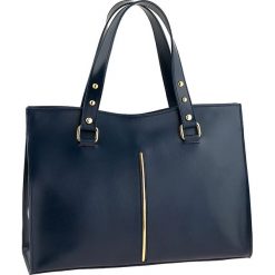 Torebki klasyczne damskie: Skórzana torebka w kolorze granatowym – 36 x 27 x 14 cm