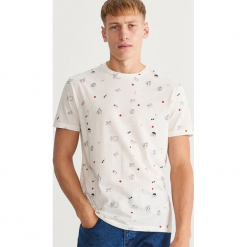 T-shirt z nadrukiem - Kremowy. Białe t-shirty męskie z nadrukiem Reserved, l. Za 39,99 zł.