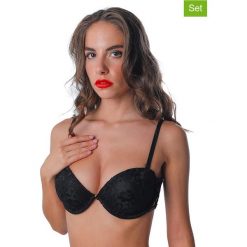 Biustonosz "Taya" w kolorze czarnym. Czarne biustonosze Audace, w koronkowe wzory, z koronki. W wyprzedaży za 34,95 zł.