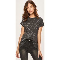 Answear - T-shirt. Szare bluzki damskie ANSWEAR, s, bez wzorów, z bawełny, casualowe, z okrągłym kołnierzem, z krótkim rękawem. Za 39,90 zł.