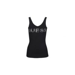 Topy na ramiączkach / T-shirty bez rękawów Guess STONES. Czarne bluzki damskie marki Guess, s, z aplikacjami, bez kołnierzyka, bez rękawów. Za 109,00 zł.