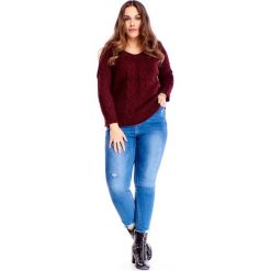 Sweter z grubymi warkoczami bordowy. Czerwone swetry damskie z wiskozy. Za 98,46 zł.