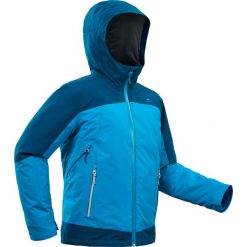 Kurtka turystyczna zimowa SH500 X-WARM 3 w 1 dla chłopców 8-14 lat. Niebieskie kurtki chłopięce QUECHUA, na zimę, bez wzorów, z elastanu, bez kaptura. Za 229,99 zł.