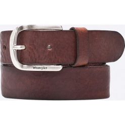 Wrangler - Pasek skórzany. Brązowe paski męskie Wrangler, w paski, z materiału. Za 179,90 zł.
