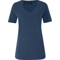 T-shirt z głębokim dekoltem w serek bonprix ciemnoniebieski melanż. Niebieskie t-shirty damskie bonprix, bez wzorów, z dekoltem w serek. Za 34,99 zł.