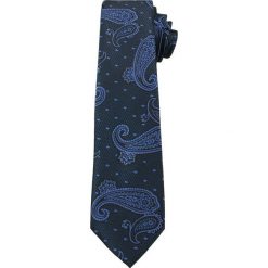 Granatowy Elegancki Krawat w Łezki -ALTIES- 6 cm, Męski, Paisley KRALTS0252. Niebieskie krawaty męskie Alties, bez wzorów, z tkaniny, eleganckie. Za 39,00 zł.