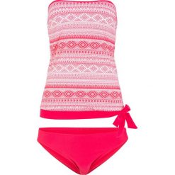 Tankini (2 części) bonprix różowo-biały. Różowe stroje kąpielowe damskie marki bonprix, w paski. Za 109,99 zł.