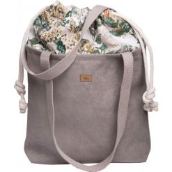 Torebka worek "DUOBAG", kolor taupe bloom. Torebki worki damskie me&BAGS, w kwiaty, z tkaniny, duże, bez dodatków. Za 229,00 zł.