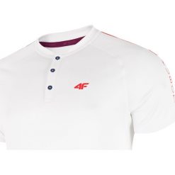 Koszulka polo męska do tenisa TSMF403 - biały. Białe koszulki męskie termoaktywne 4f, m, bez wzorów, z dzianiny, polo, bez rękawów. Za 129,99 zł.