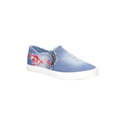 Trampki damskie slip on: Tenisówki Casu Slip on haftowany z ozdobnym zamkiem G04-1