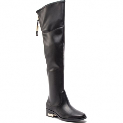 Muszkieterki GUESS - FLPRI4 ELE11 BLACK. Czarne buty zimowe damskie Guess, ze skóry ekologicznej. Za 859,00 zł.