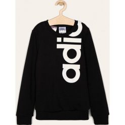 Adidas - Bluza dziecięca 110-170 cm. Czarne bluzy dziewczęce Adidas, z nadrukiem, z bawełny. Za 159,90 zł.