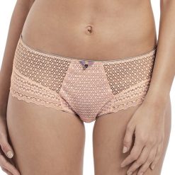 Figi francuskie Daisy Lace. Szare majtki damskie marki Freya, w koronkowe wzory, z bawełny. Za 107,99 zł.