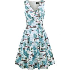 Hell Bunny Nissi Mid Dress Sukienka biały/niebieski. Niebieskie sukienki damskie marki Hell Bunny, xl, bez wzorów, bez kołnierzyka, bez rękawów. Za 264,90 zł.