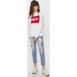 Levi's - Bluza. Białe bluzy damskie Levi's®, s, z nadrukiem, z bawełny, bez rękawów, z kapturem. W wyprzedaży za 189,90 zł.