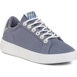 Sneakersy PEPE JEANS - Brixton Fun PLS30967 Blue Print 548. Niebieskie półbuty damskie Pepe Jeans, bez wzorów, z jeansu, bez obcasa, na płaskiej podeszwie, bez zapięcia. W wyprzedaży za 199,00 zł.