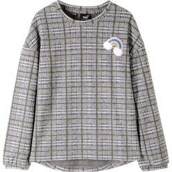 Bluzka shirtowa bonprix ciemnooliwkowy w kratę. Zielone bluzki dziewczęce bonprix, z aplikacjami, bez kołnierzyka, bez rękawów, bez kaptura. Za 69,99 zł.