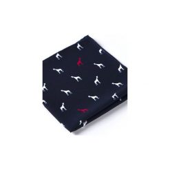 Poszetka ŻYRAFY. Niebieskie poszetki męskie marki HisOutfit, bez wzorów. Za 49,00 zł.