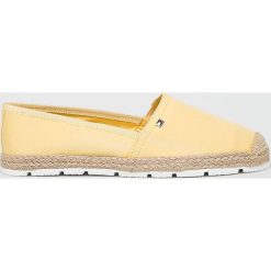 Tommy Hilfiger - Espadryle. Niebieskie espadryle damskie TOMMY HILFIGER, bez wzorów, z materiału, bez obcasa, na obcasie. W wyprzedaży za 219,90 zł.