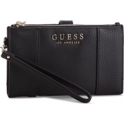 Duży Portfel Damski GUESS - SWVE71 7657 BLA. Czarne portfele damskie Guess, z aplikacjami, ze skóry ekologicznej. Za 279,00 zł.